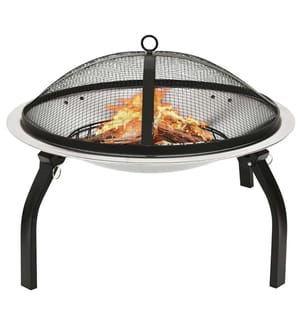 Foyer et barbecue avec tisonnier 2 en 1 56x56x49 cm Inox