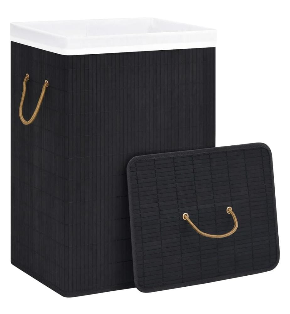 Panier à linge avec une seule section bambou noir