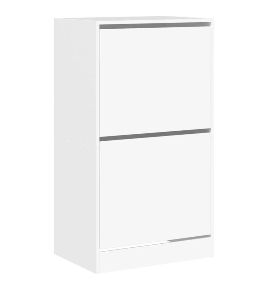 Schuhschrank mit 2 Klappen Weiss 60x42x108 cm