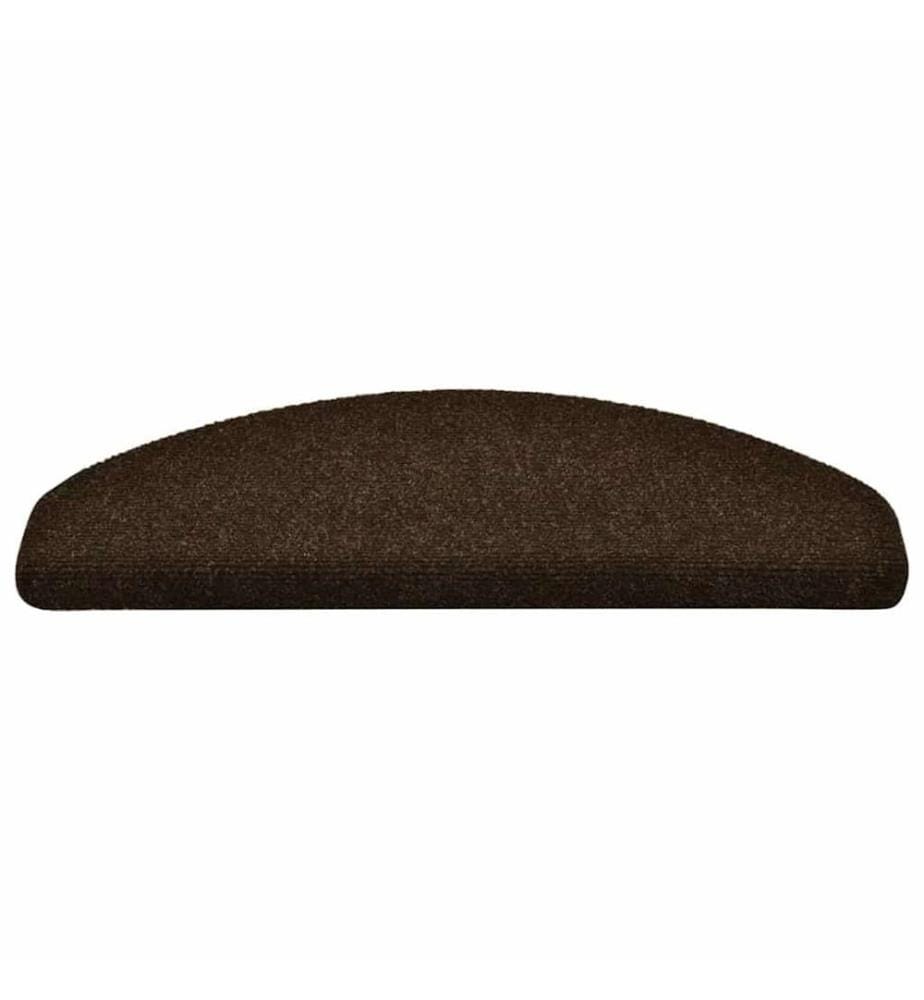Tapis d'escalier auto-adhésifs 15 pièces 65 x 21 x 4 cm Marron Demi-rond Grand