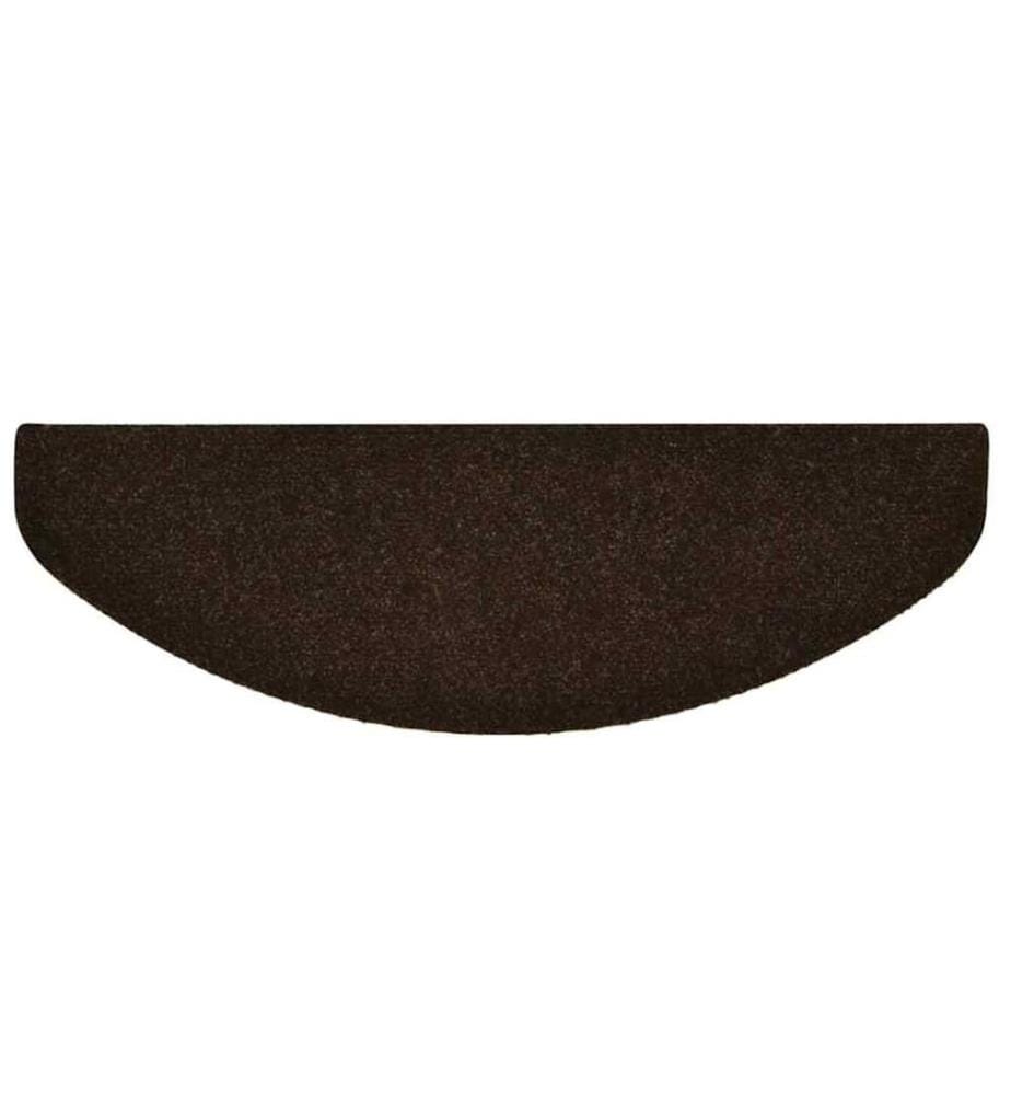 Tapis d'escalier auto-adhésifs 15 pièces 65 x 21 x 4 cm Marron Demi-rond Grand