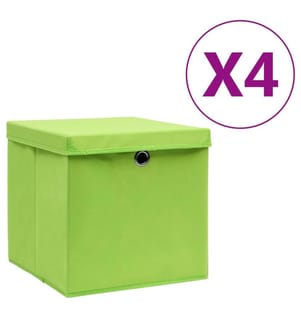 Aufbewahrungsboxen mit Deckeln 4 Stk. 28x28x28 cm Grün