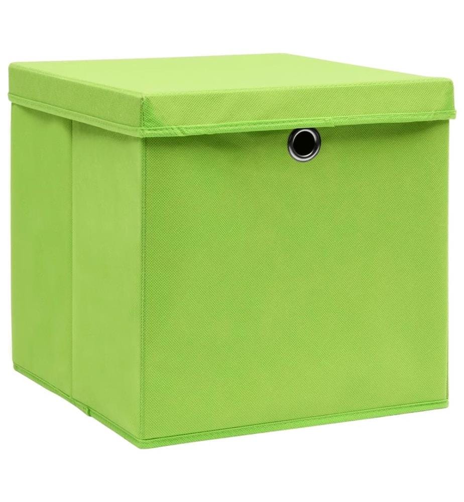 Aufbewahrungsboxen mit Deckeln 4 Stk. 28x28x28 cm Grün