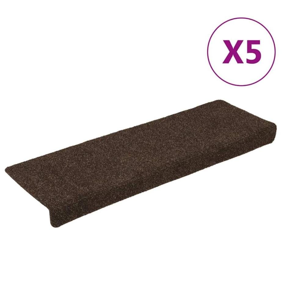 Tapis d'escalier autocollants 15 pièces 65 x 21 x 4 cm Marron Bord rectangulaire