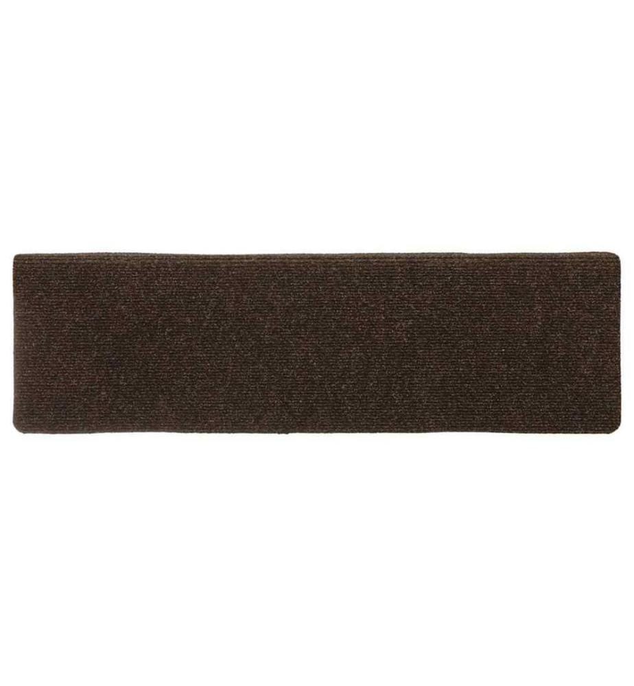 Tapis d'escalier autocollants 15 pièces 65 x 21 x 4 cm Marron Bord rectangulaire