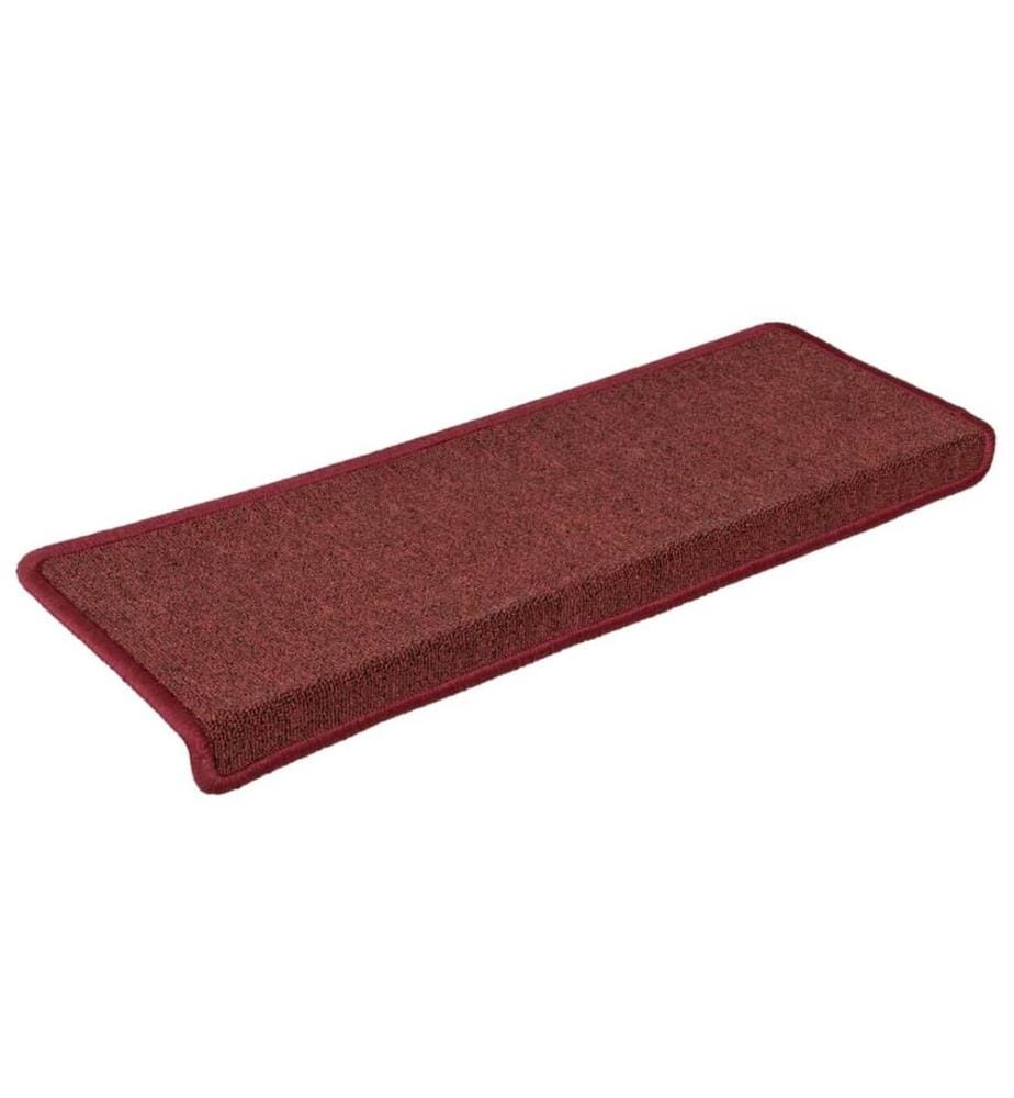 Tapis d'escalier 15 pièces 65 x 21 x 4 cm Bordeaux Bordure rectangulaire