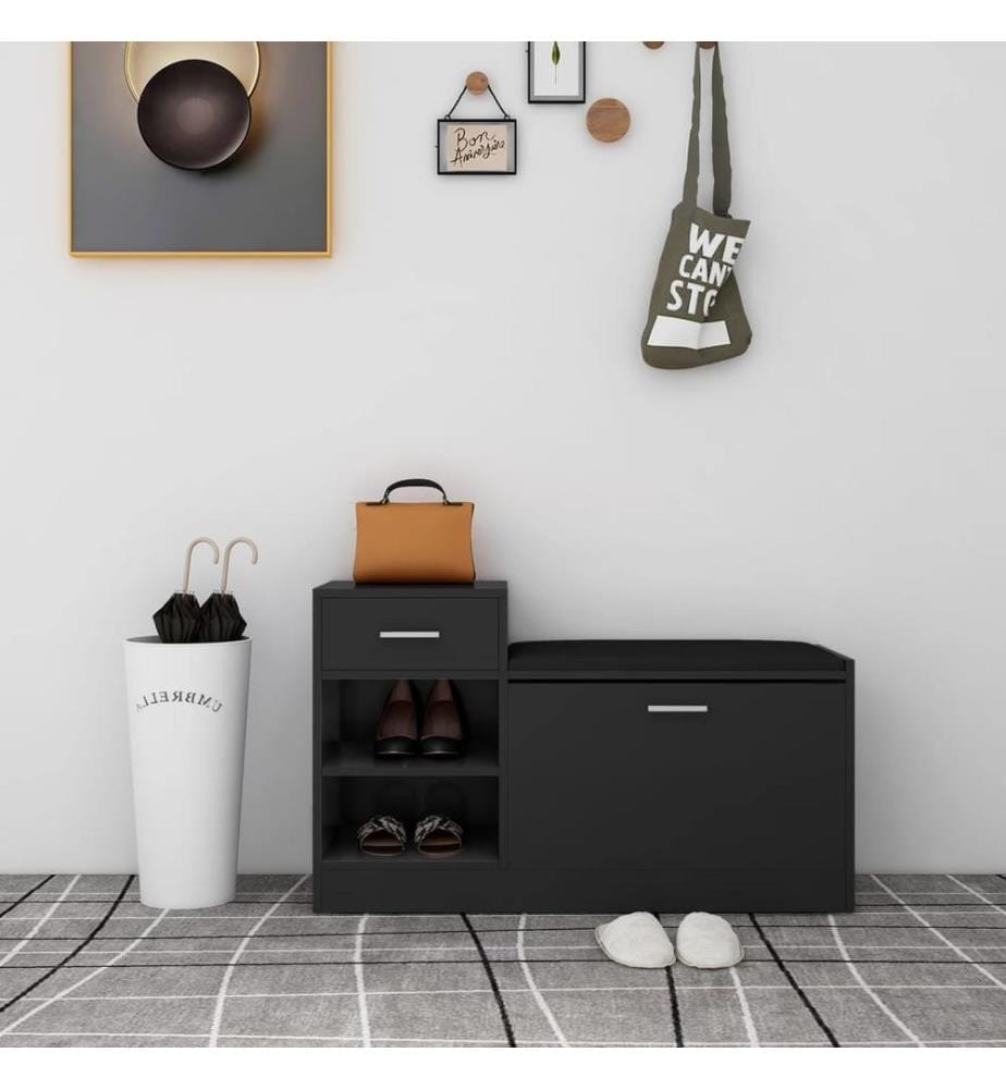 Schuhbank Schwarz 94,5x31x57 cm Holzwerkstoff