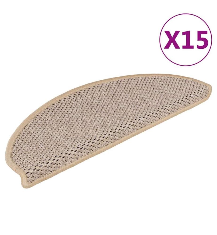 Treppenmatten Selbstklebend Sisal 15 Stk. 65x21x4 cm Hellbeige