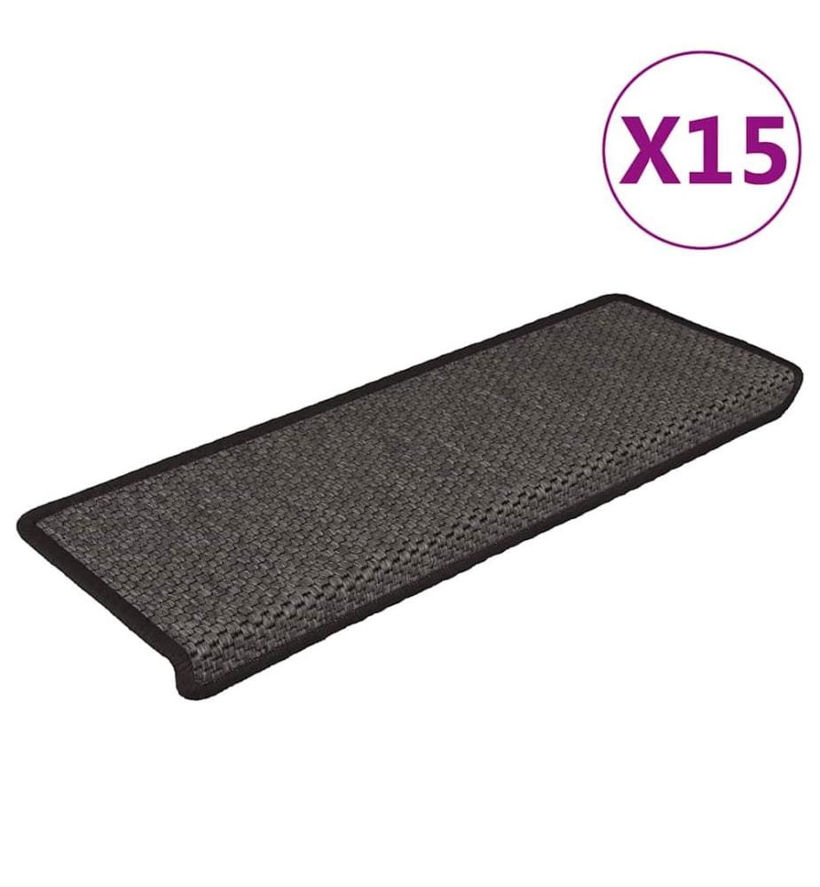 Treppenmatten Selbstklebend Sisal 15 Stk. 65x21x4 cm Anthrazit