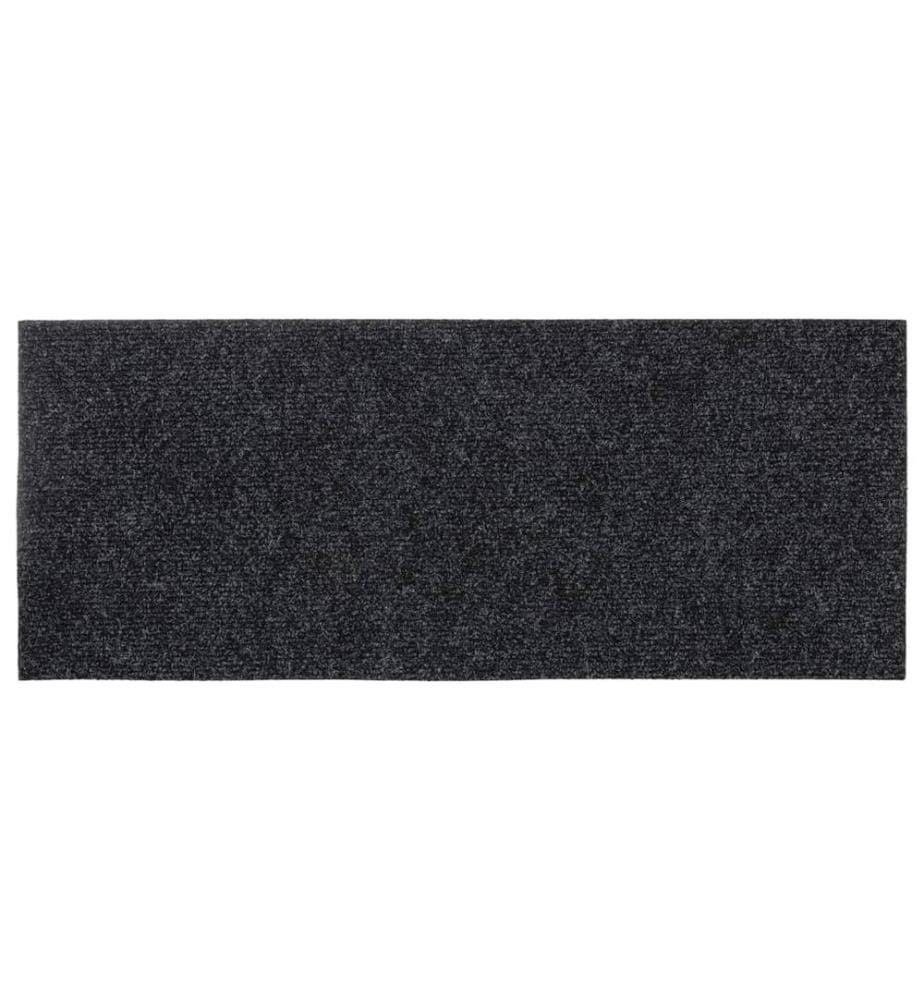 Tapis d'escalier autocollants 15 pièces 60 x 25 cm Gris Rectangulaire