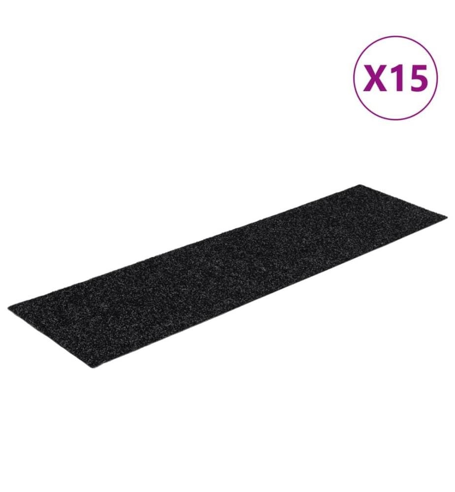 Stufenmatten Selbstklebend 15 Stk. 76x20 cm Schwarz Rechteckig