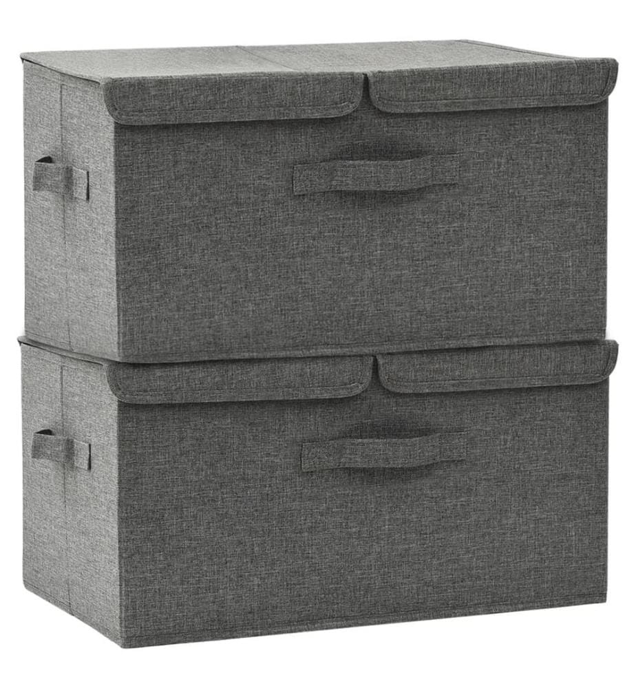 Boîtes de rangement 2 pcs Tissu 50x30x25 cm Anthracite