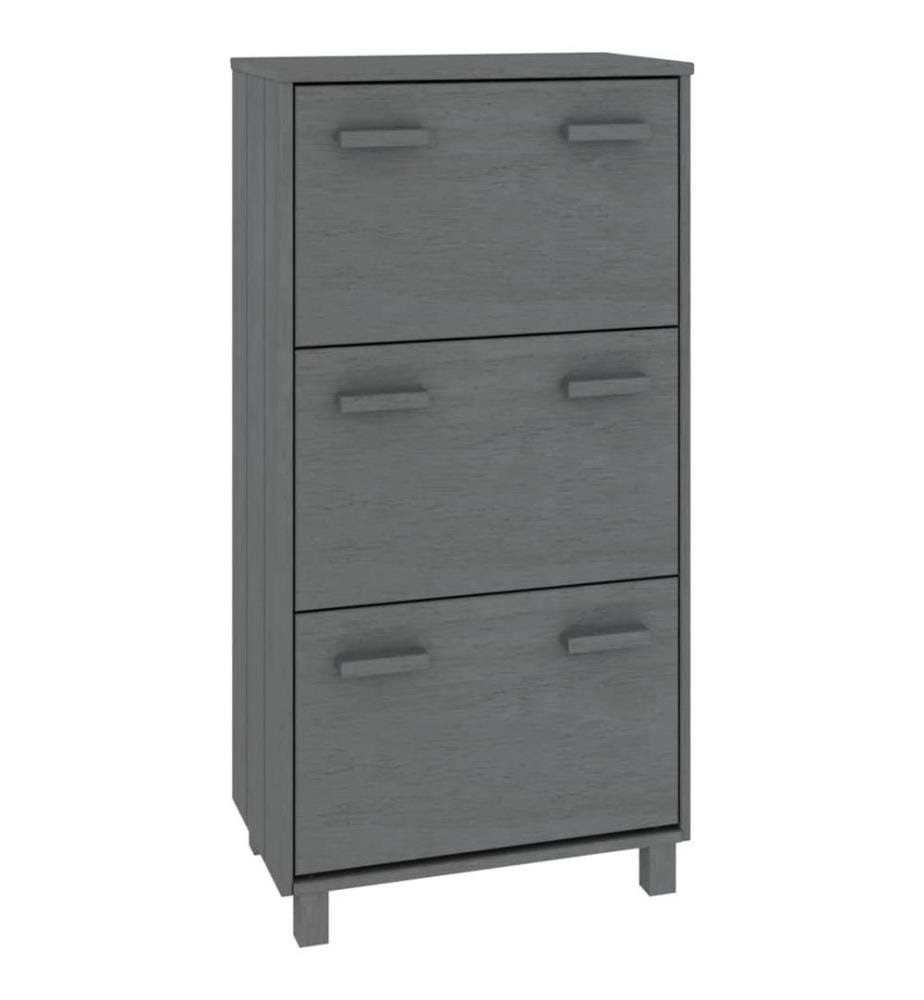 Schuhschrank HAMAR Dunkelgrau 59,5x35x117 cm Massivholz Kiefer