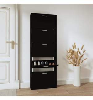 Schuhschrank Schwarz 59x17x169 cm Holzwerkstoff