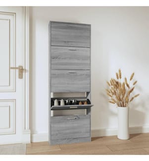 Schuhschrank Grau Sonoma 59x17x169 cm Holzwerkstoff