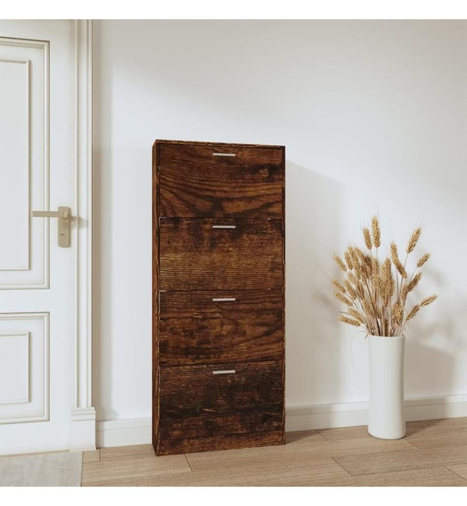 Schuhschrank Räuchereiche 59x17x150 cm Holzwerkstoff