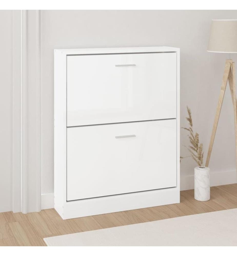 Schuhschrank Hochglanz-Weiss 59x17x81 cm Holzwerkstoff