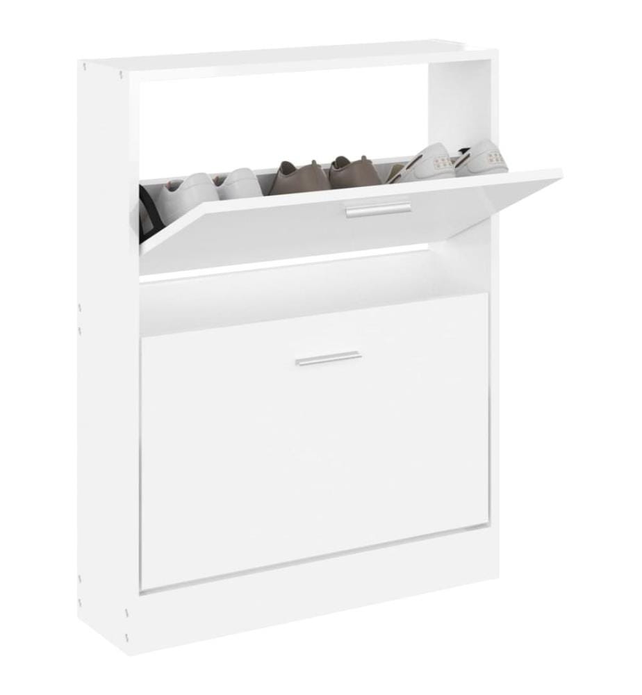 Schuhschrank Hochglanz-Weiss 59x17x81 cm Holzwerkstoff