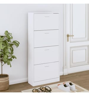 Schuhschrank Weiss 63x24x147 cm Holzwerkstoff