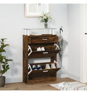 Schuhschrank Räuchereiche 63x24x104 cm Holzwerkstoff