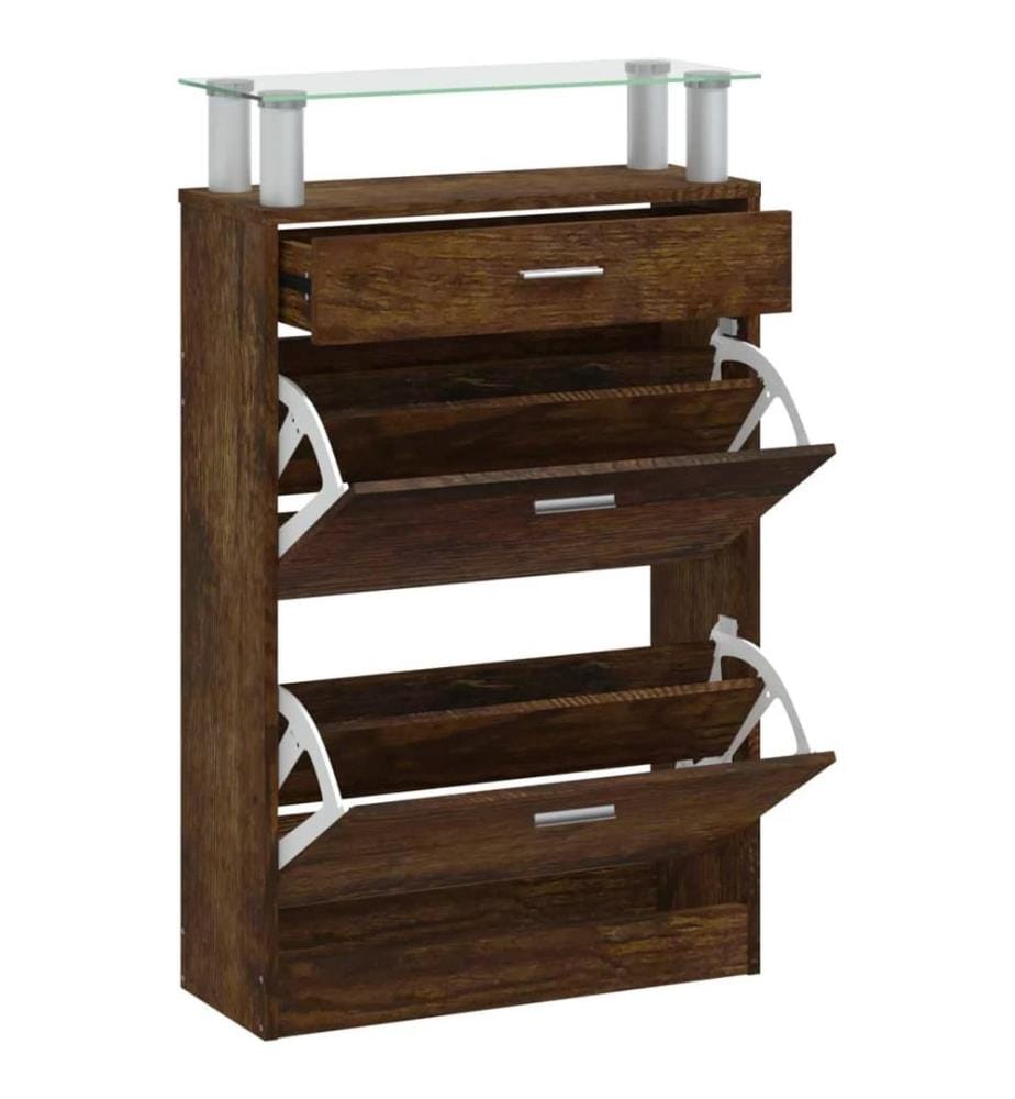 Schuhschrank Räuchereiche 63x24x104 cm Holzwerkstoff