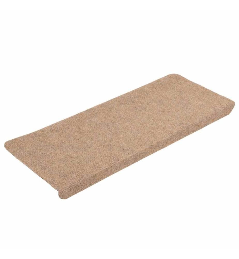Tapis d'escalier auto-adhésifs 15 pcs 65x24,5x3,5 cm Beige