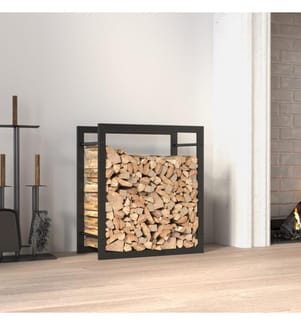 Brennholzregal Mattschwarz 50x28x56 cm Stahl