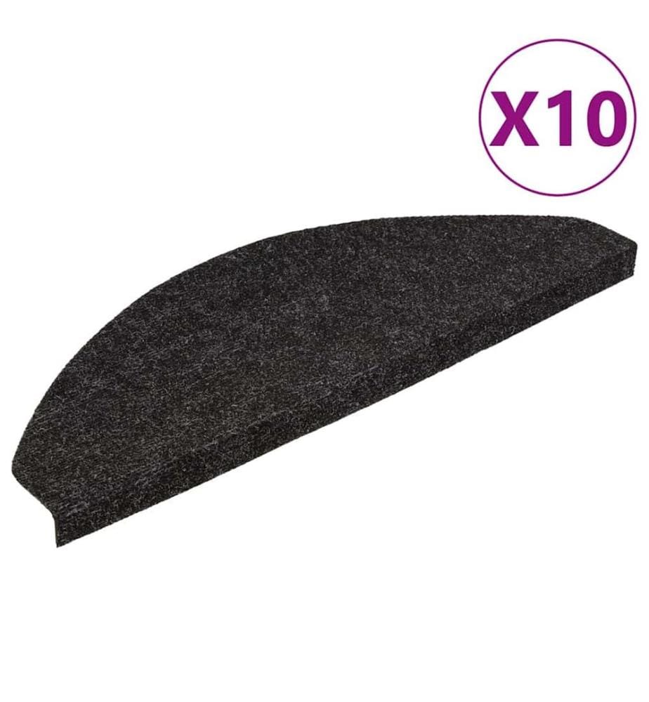 Tapis d'escalier auto-adhésifs 10 pcs anthracite 65x22,5x3,5 cm