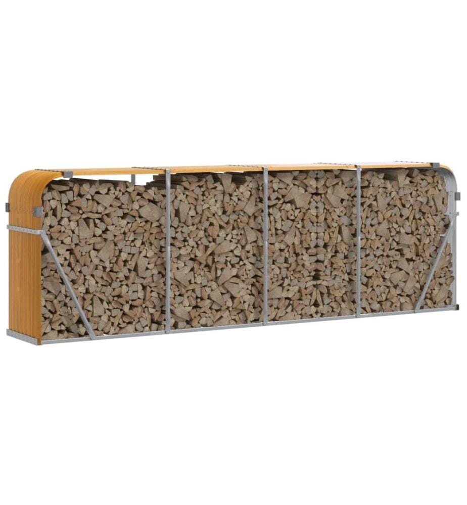 Porte-bûches aspect bois 300x45x100 cm acier galvanisé