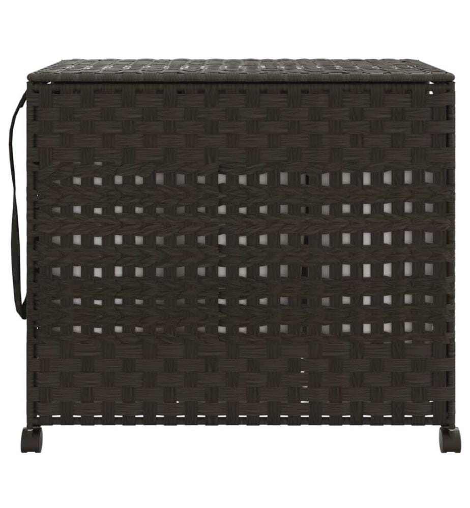Panier à linge avec roulettes marron foncé 66x35x60 cm