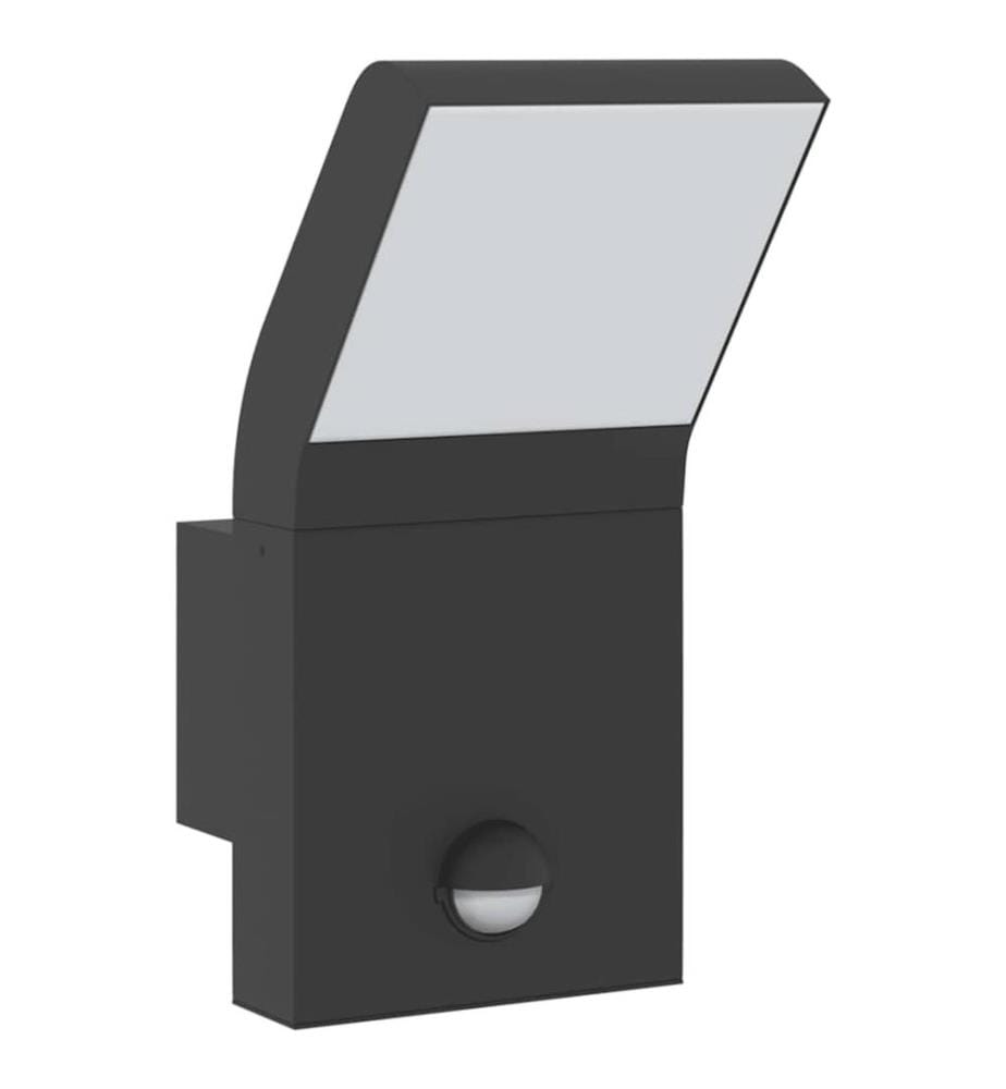 LED-Aussenwandleuchten mit Sensor 2 Stk. Schwarz Aludruckguss