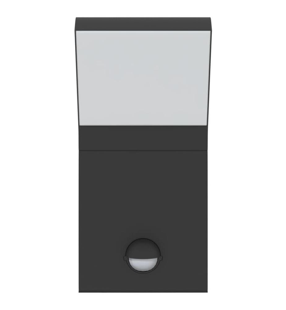 LED-Aussenwandleuchten mit Sensor 2 Stk. Schwarz Aludruckguss