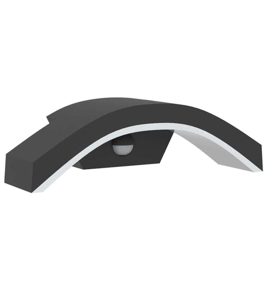 LED-Aussenwandleuchten mit Sensor 2 Stk. Schwarz Aludruckguss