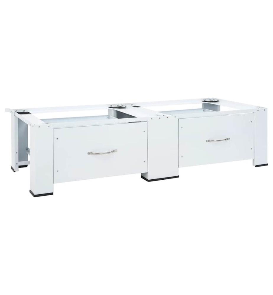 Socle double pour machine à laver avec tiroirs Blanc