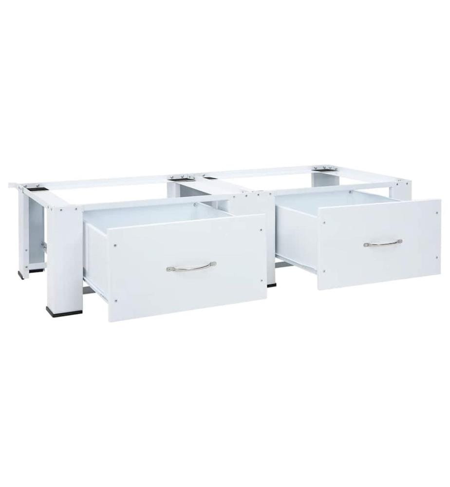 Socle double pour machine à laver avec tiroirs Blanc