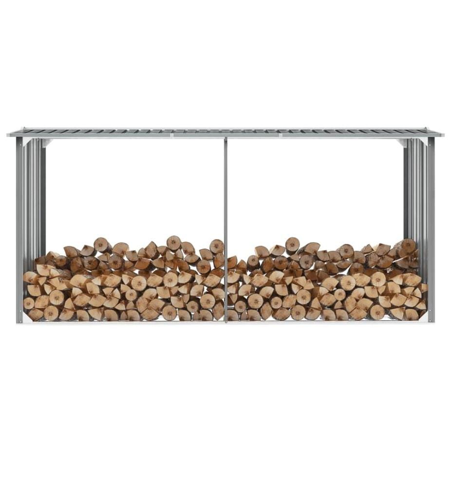 Brennholzlager aus verzinktem Stahl 330 x 92 x 153 cm Grau