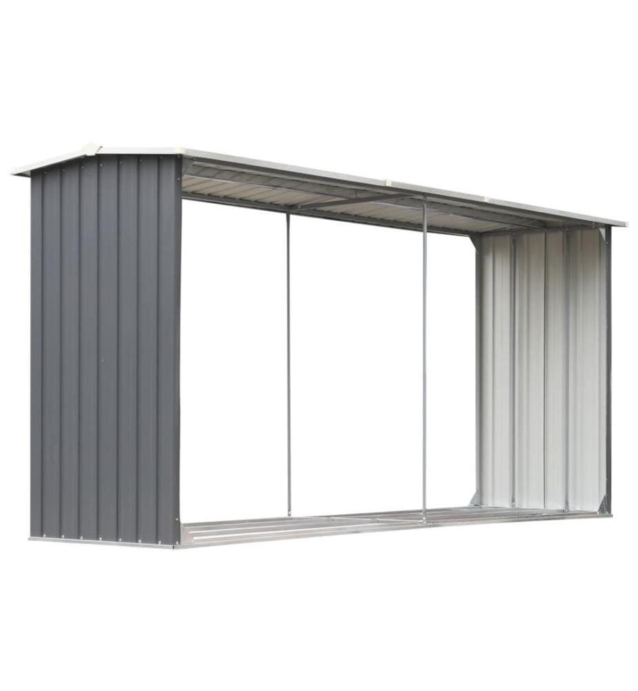 Brennholzlager aus verzinktem Stahl 330 x 92 x 153 cm Grau