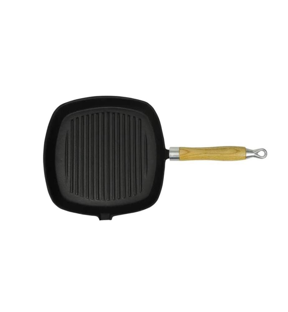 Grillpfanne mit Holzgriff Gusseisen 20 x 20 cm