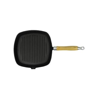 Grillpfanne mit Holzgriff Gusseisen 20 x 20 cm