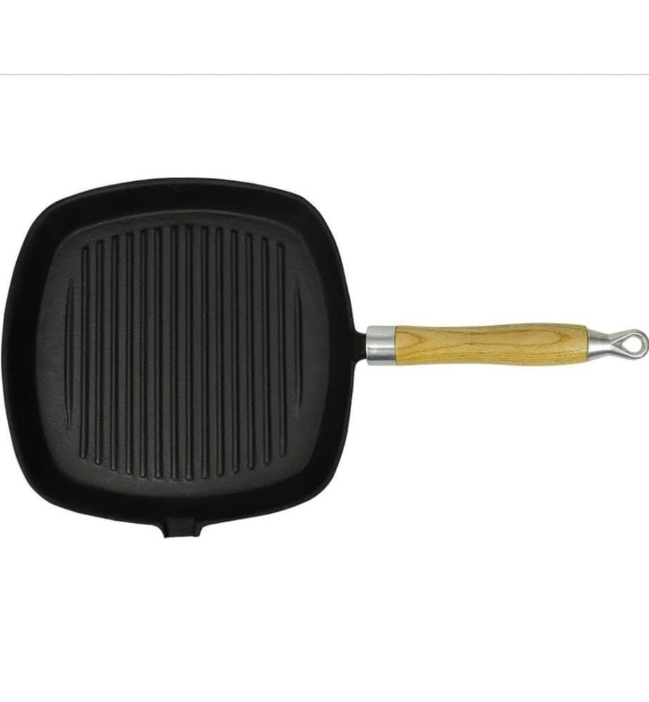 Grillpfanne mit Holzgriff Gusseisen 20 x 20 cm
