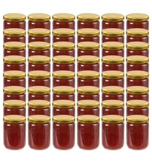 48 pcs Pots à confiture avec couvercle doré Verre 230 ml