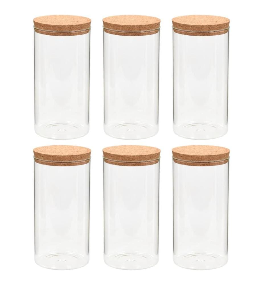 6pcs Pots de conservation en verre et couvercle en liège 1100ml