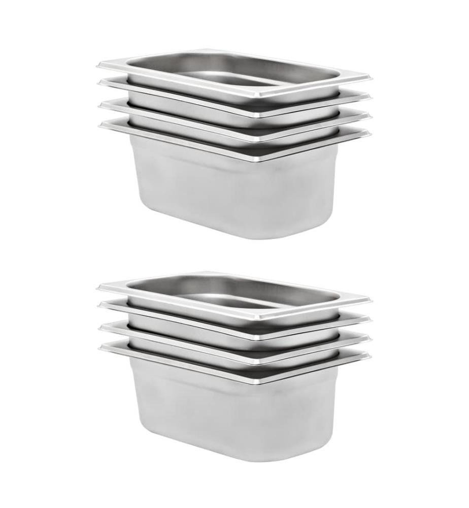 Gastronormbehälter 8 Stk. GN 1/4 100 mm Edelstahl