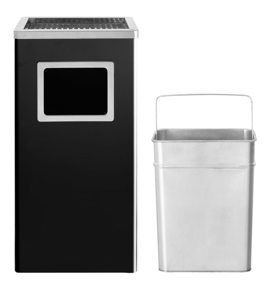 Mülleimer mit Aschenbecher Hotel 45 L Stahl Schwarz