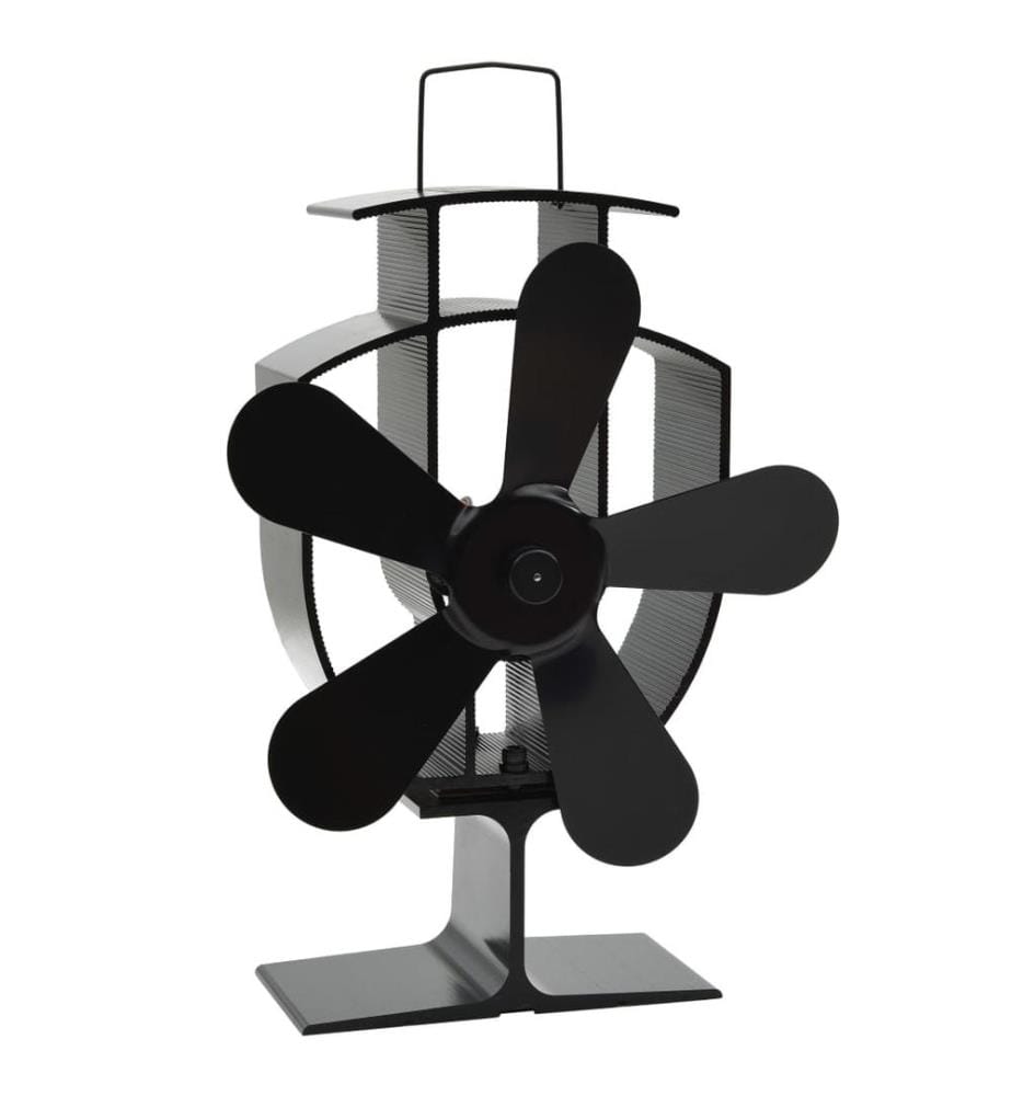 Ventilateur de poêle alimenté par chaleur 5 pales Noir