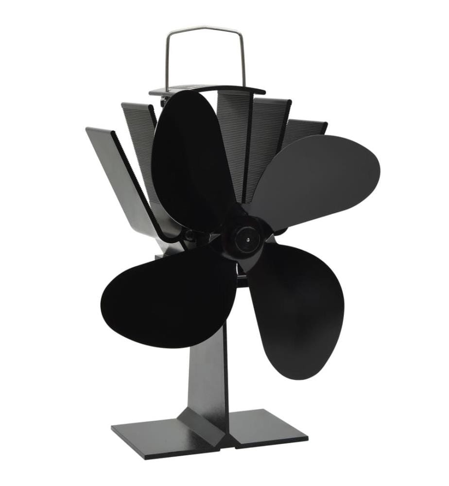 Ofenventilator Wärmebetrieben 4 Blätter Schwarz