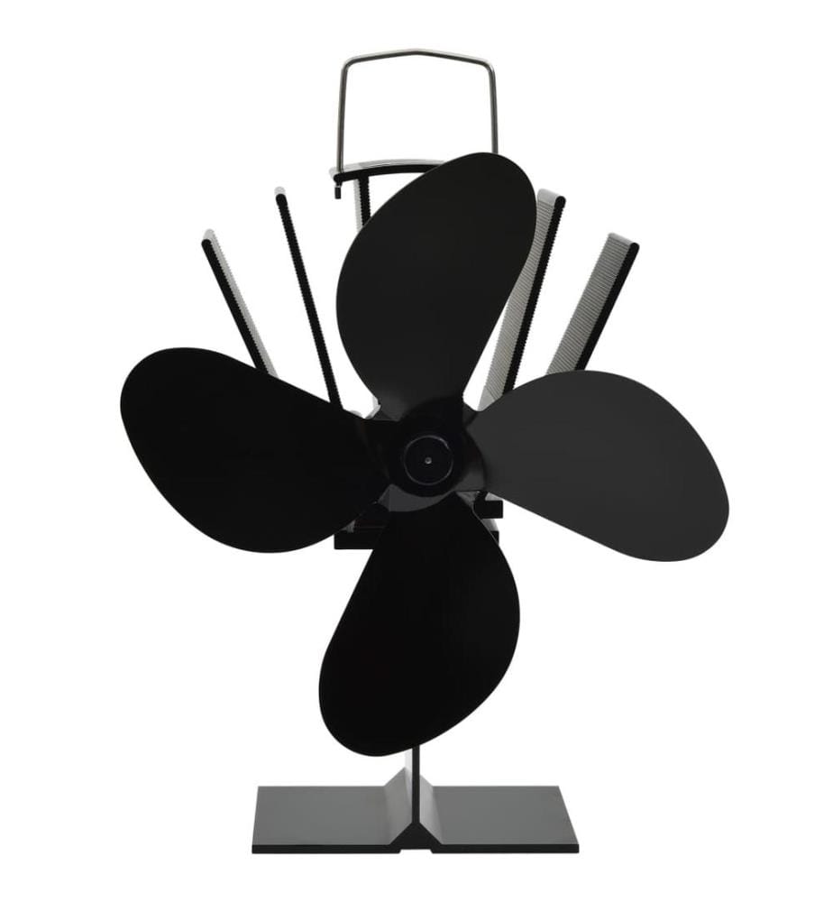 Ofenventilator Wärmebetrieben 4 Blätter Schwarz