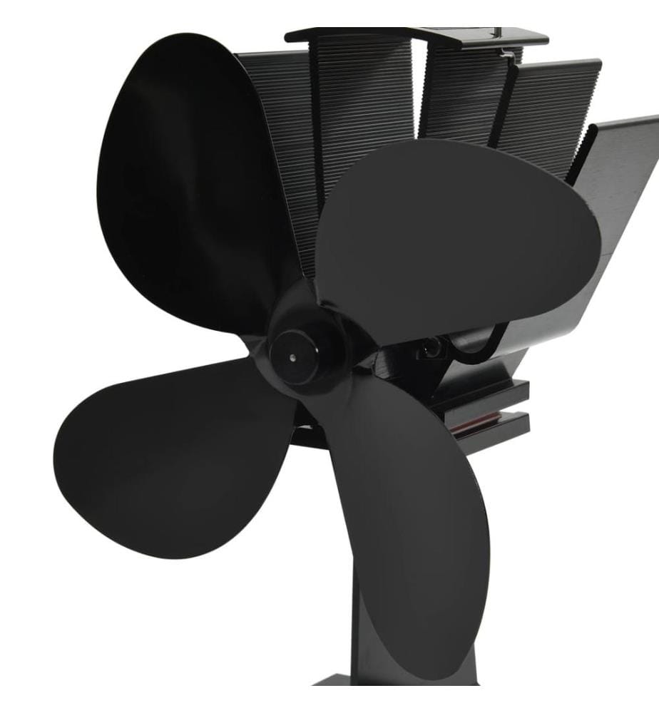 Ofenventilator Wärmebetrieben 4 Blätter Schwarz