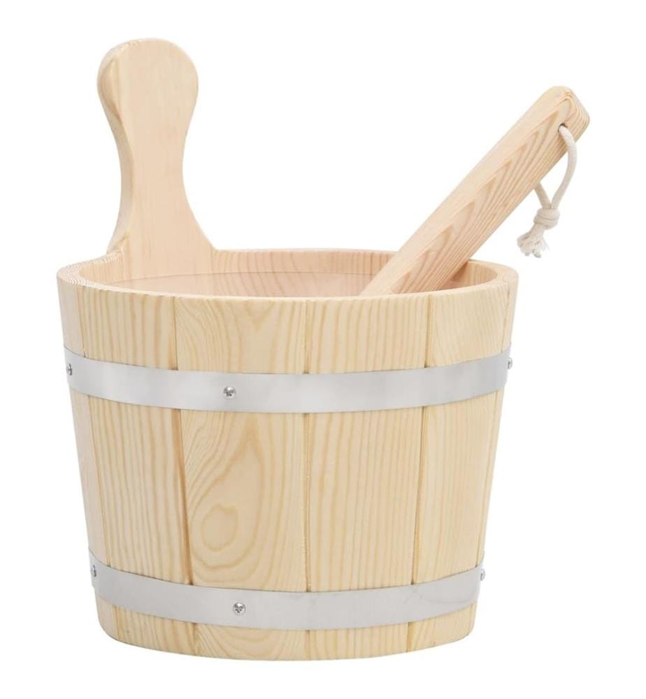 Ensemble de seau et louche pour sauna Bois massif de pin