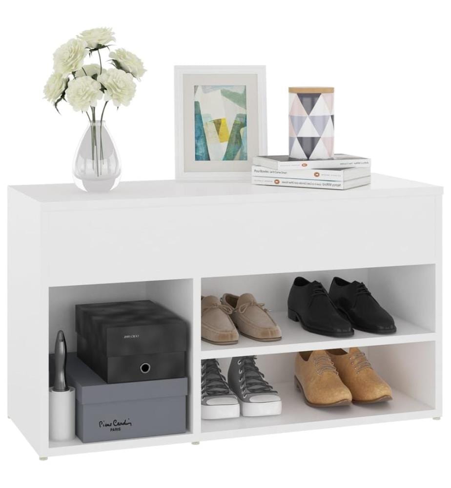 Schuhbank Weiss 80x30x45 cm Holzwerkstoff